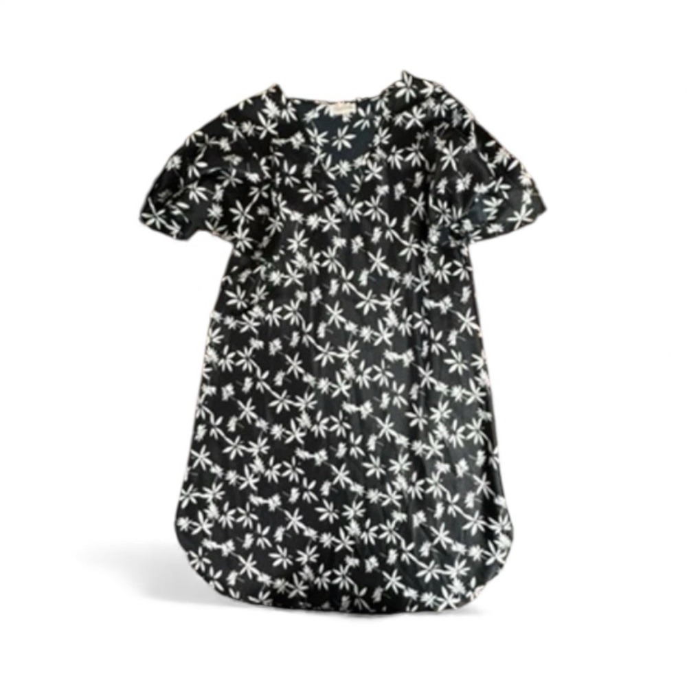 Vtg. Barbizon‎ Midi Nightgown Women's Medium Black Floral Jamies Silky  Everyday